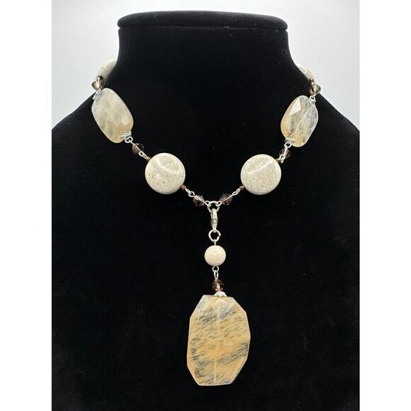 Premier Designs Sand Dune Retired Boho Necklace Natural Stones Removable Pendant - Picture 2 of 7